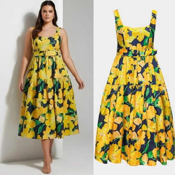 NWT Hutch Alice Belted Floral-Print Midi Dress - Picture 2 of 11